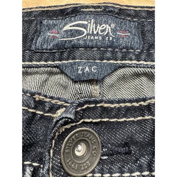 Silver Jeans Mens 36x30 Blue Denim Zac Bootcut Distressed‎ Grunge Cotton - Picture 8 of 8